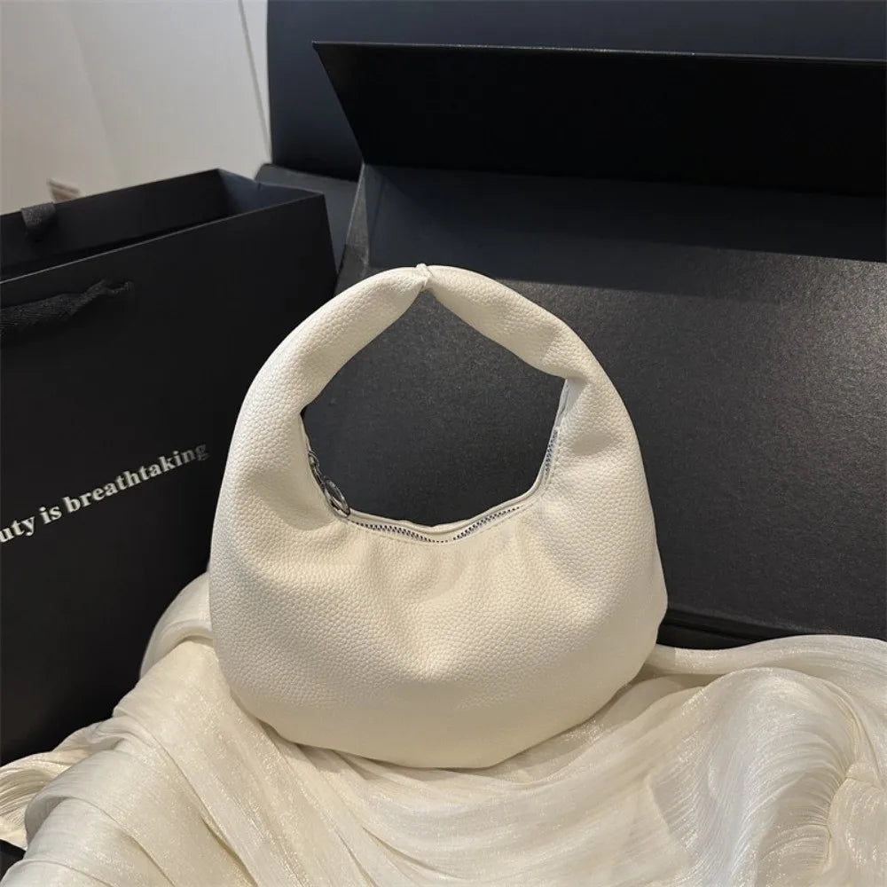 Fashion Solid Color Clutch Bags Pu Leather Small Tote Bag Commute Women Handbags Party