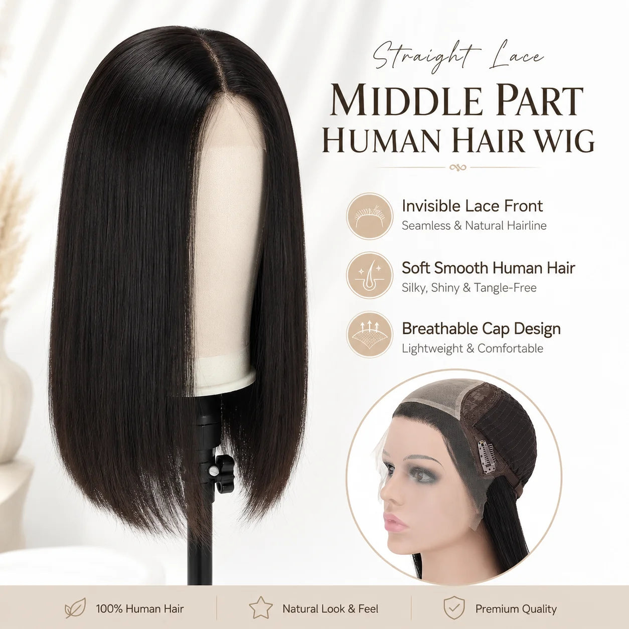 TUWG02 European Virgin Human Hair Lace Front Wig for White Women Glueless Jewish Style 130% Density Lace Top Wig Human Hair Wigs