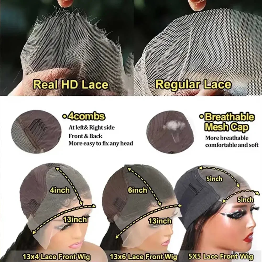 Straight Lace Front Wigs Human Hair HdLace Frontal Wig Straight Human Hair Wig Glueless StrClosure Wig