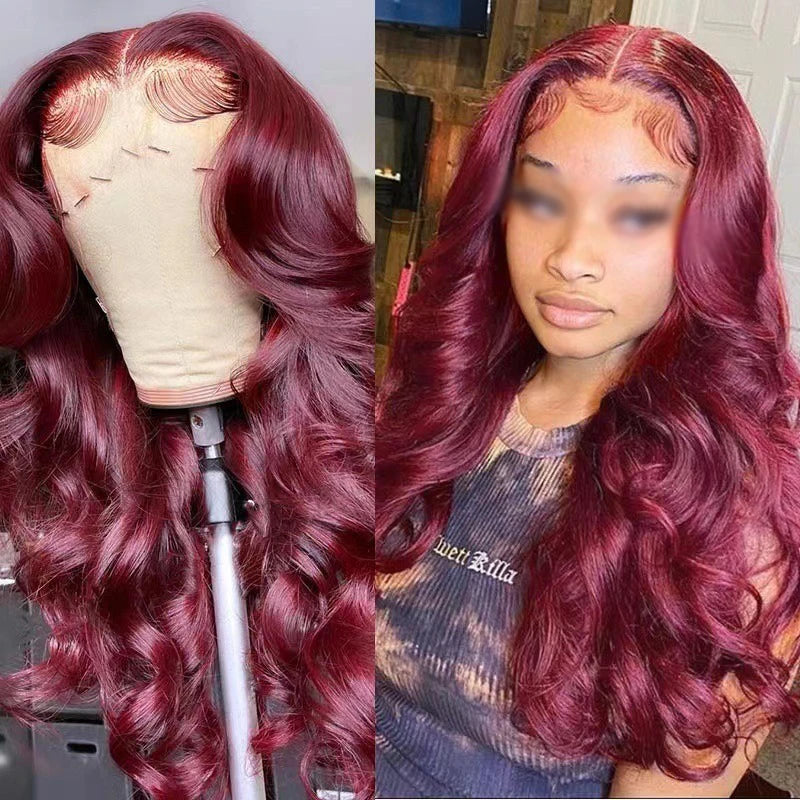 Curly Wine Red Long Hair Fashion Woman Wig Festival Party Ball Daily Wear High-temperature Silk Simulated Hair Full Wig