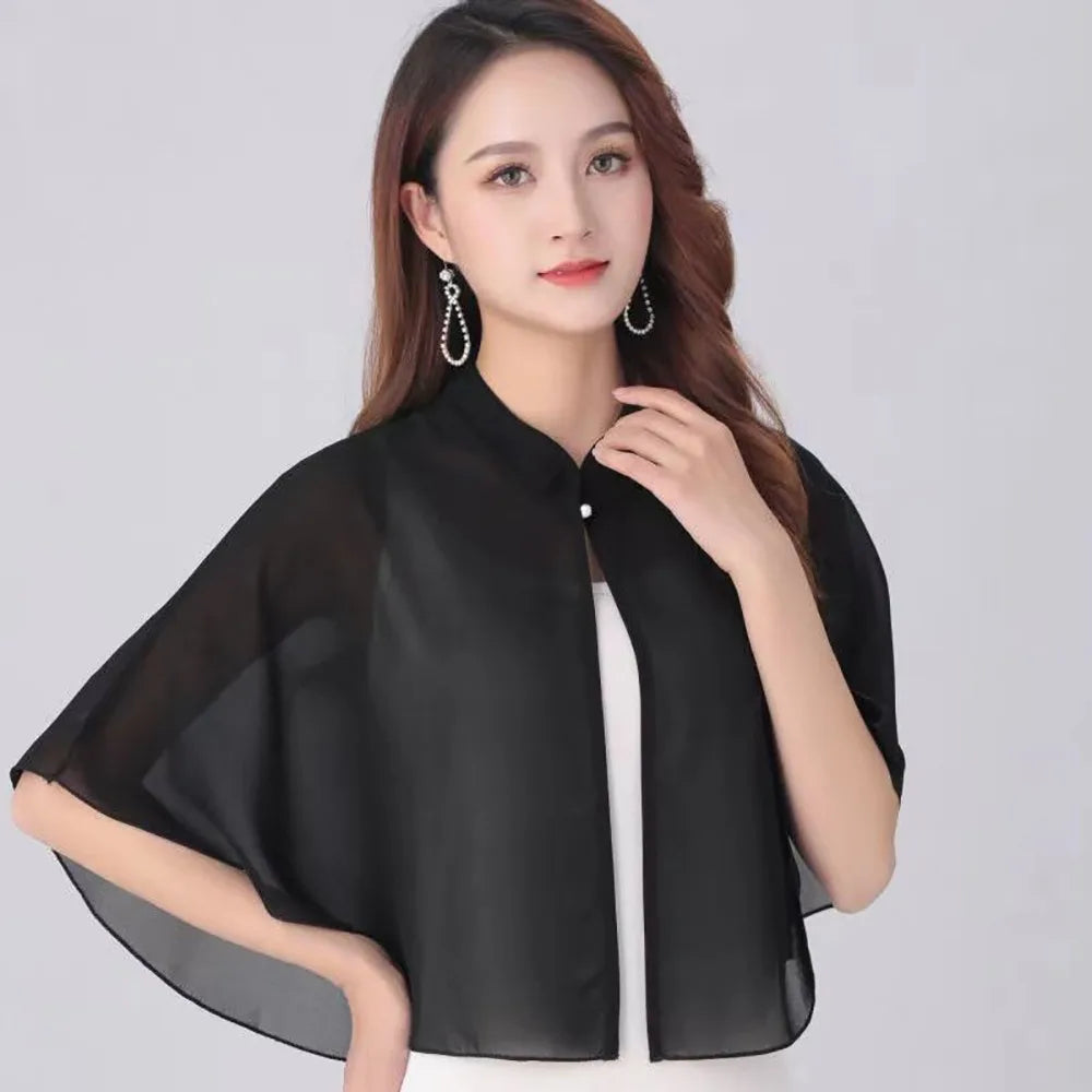 Cloak Multicolor Chiffon Shawl Breathable Short Tulle Shawl Women Tops Women