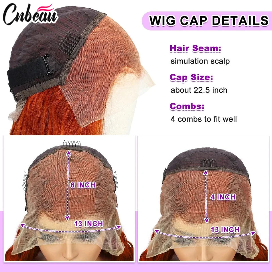 Curly Orange Ginger Lace Front Human Hair Wigs13x4 13x6 Hd Lace Front Human Hair Wig For Women 36inch Deep Wave Frontal Wig