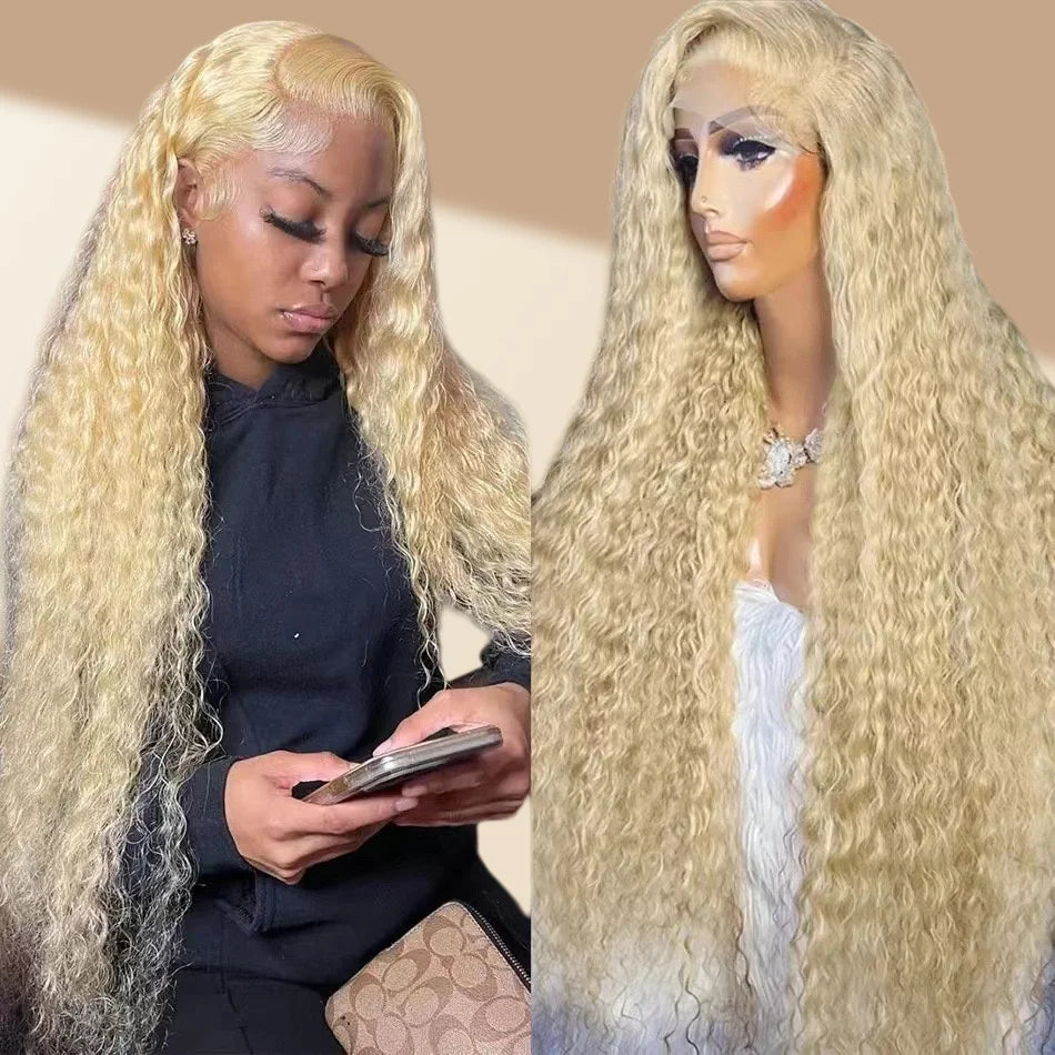 Deep Wave Wig, Middle Part, Machine-Woven Synthetic Hair, For Women