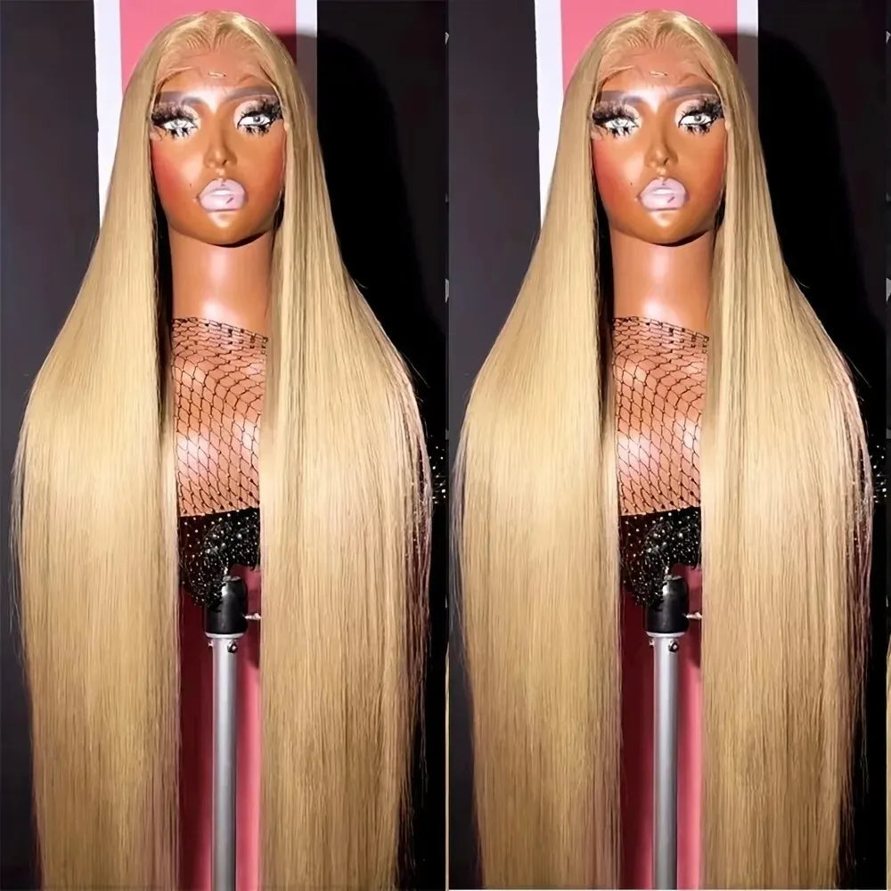 40 Inch Yellow Wigs Long Straight Lace Front Synthetic Wigs Pre Plucked Natural Hairline Glueless Wigs for Fashion Women Cosplay