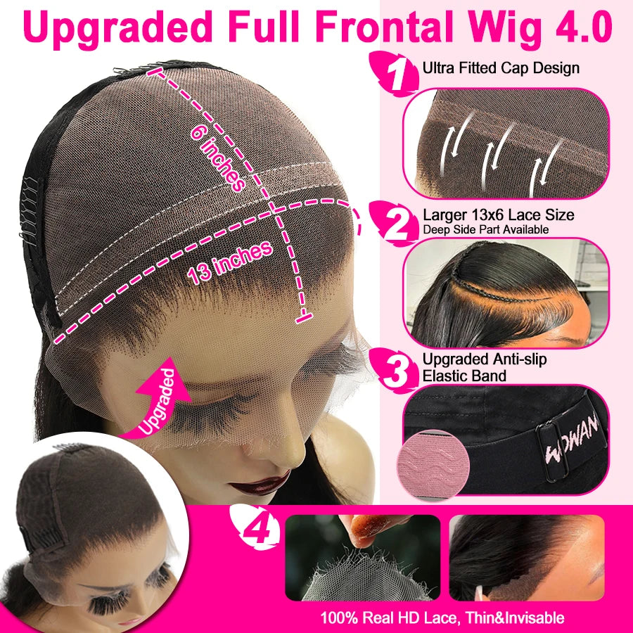 250% Loose Deep Wave Human Hair Wigs Pre Plucked 13x6 HD Full Frontal Wigs 100% Human Hair Curly Lace Front Wigs For Black Women