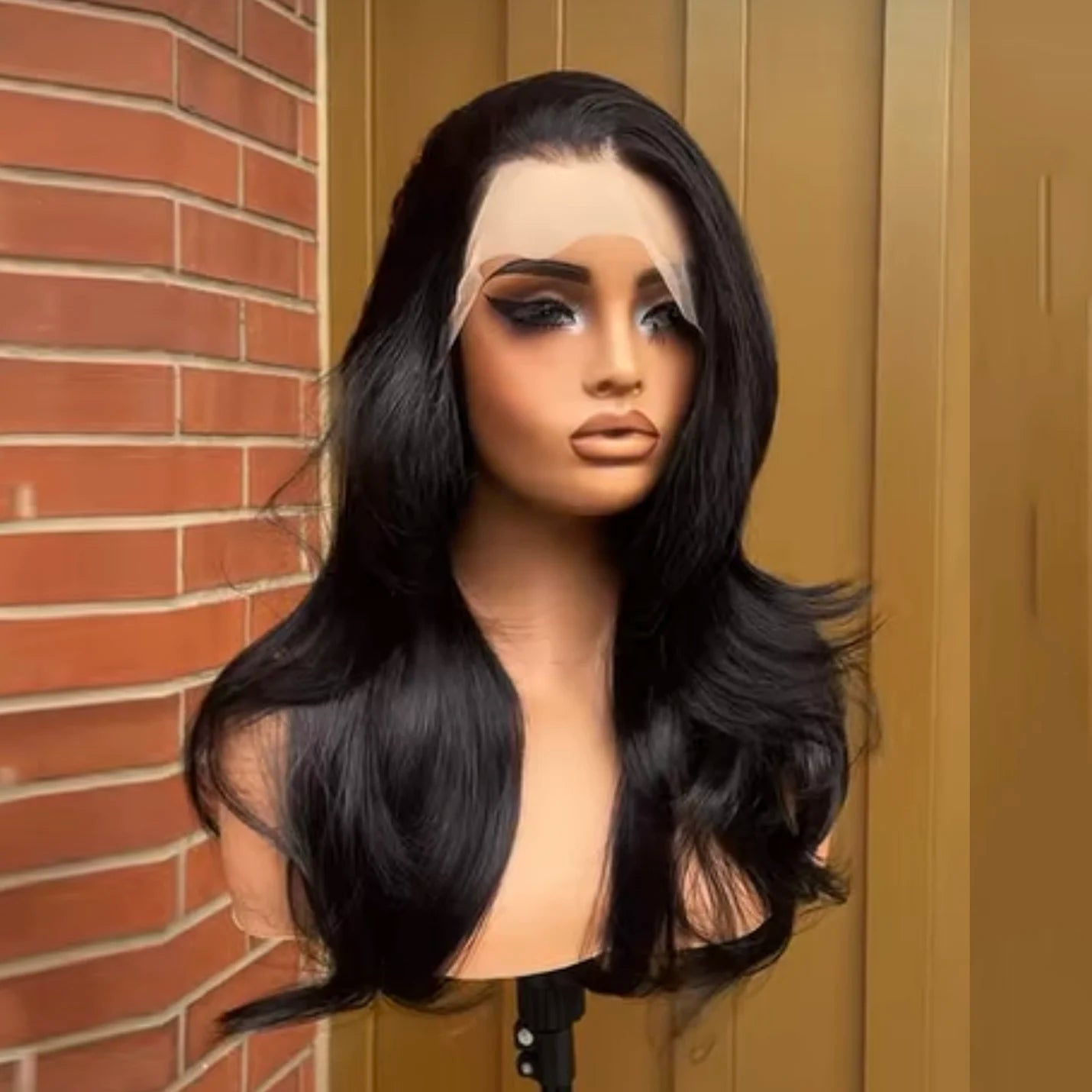 Black Lace Front Wig Long Natural Wave Synthetic Hair 13x4 Frontal Lace Wigs for Women Natural Hairline Daily Wear Cosplay