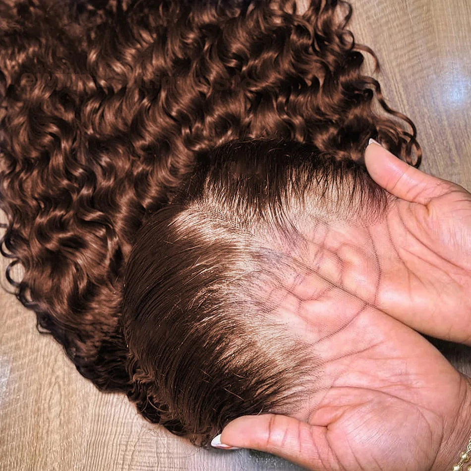 40 30 Inch Chocolate Brown Deep Wave Lace Front Wigs Human Hair #4 Colored 13x4 13x6 Hd Curly Lace Frontal Wigs Pre Plucked