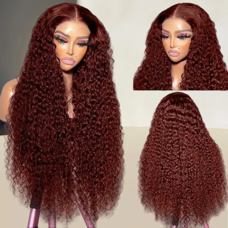 Deep Wave Wig, Middle Part, Machine-Woven Synthetic Hair, For Women