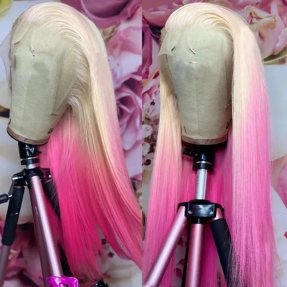 40 Inch Yellow Wigs Long Straight Lace Front Synthetic Wigs Pre Plucked Natural Hairline Glueless Wigs for Fashion Women Cosplay