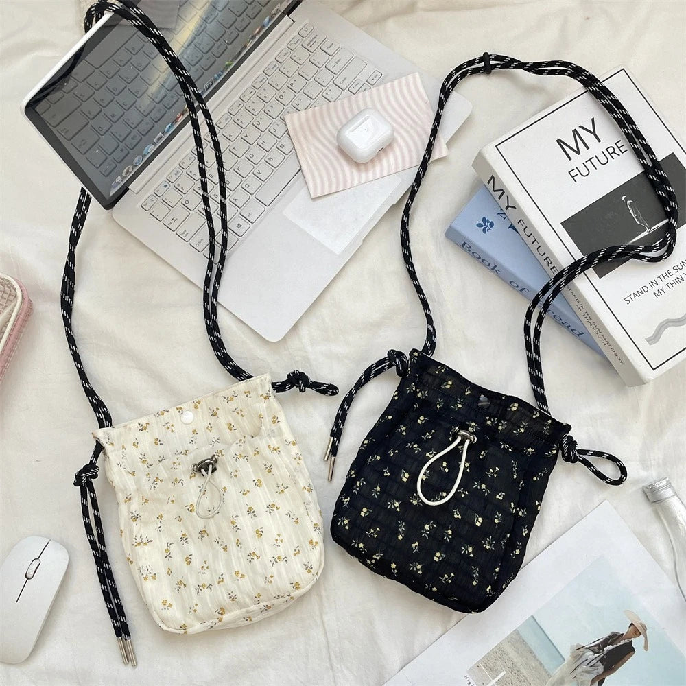 Women Handbags Female Drawstring Shoulder Bags Cute Mini Large Capacity Crossbody Bags for Women Portable Phone Purse