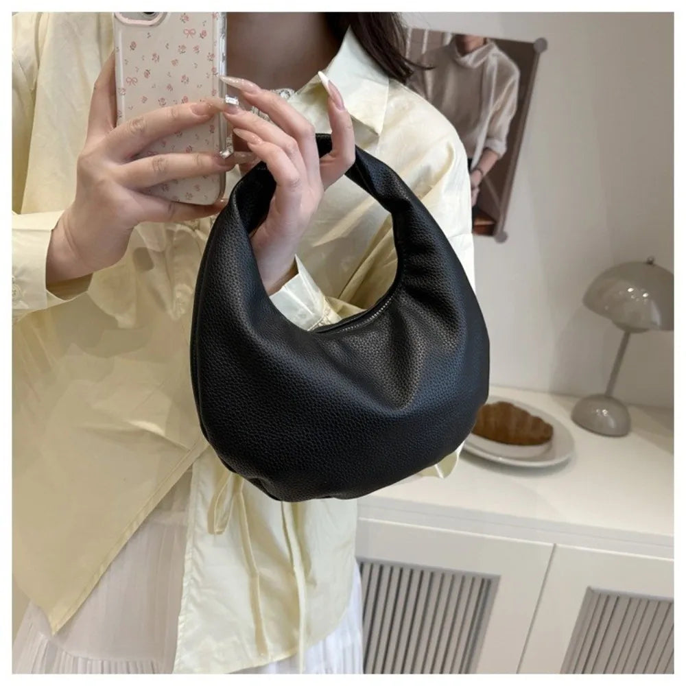 Fashion Solid Color Clutch Bags Pu Leather Small Tote Bag Commute Women Handbags Party