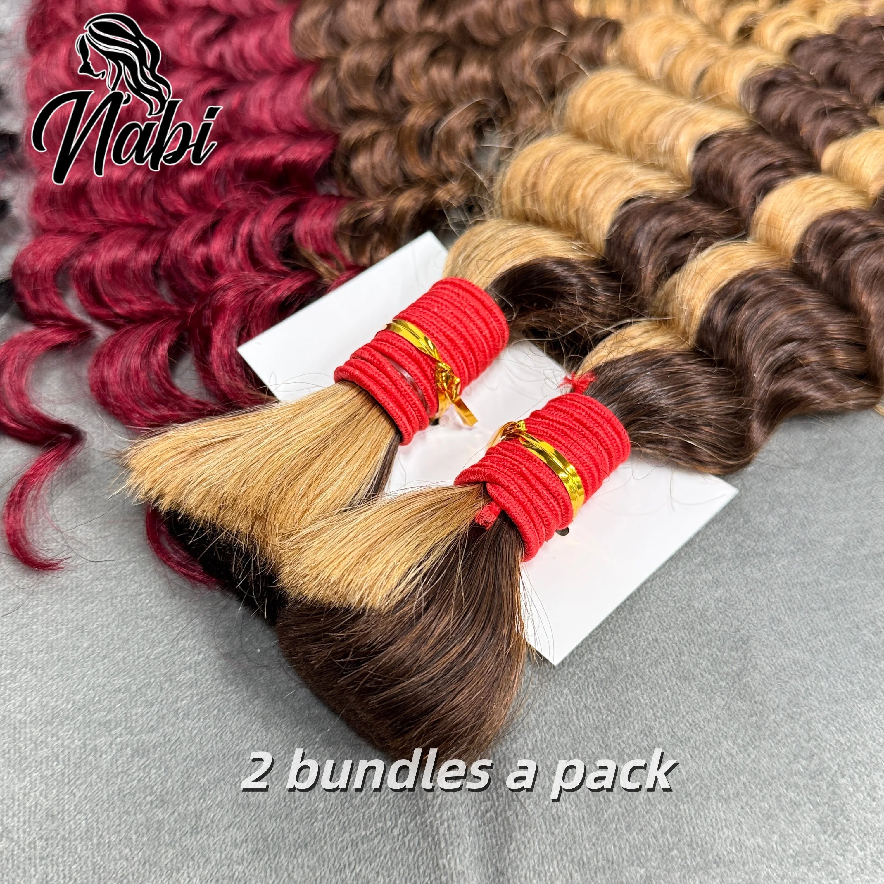 Nabi Boho Braiding Hair Bulk Deep Wave Hair Bundles Extentions No Weft Bulk Hair Bundles for Boho Braiding