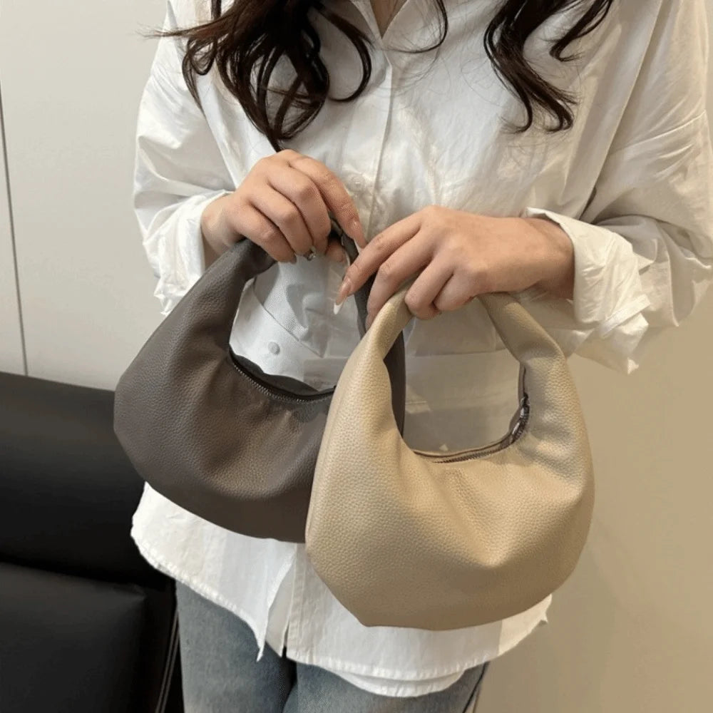 Fashion Solid Color Clutch Bags Pu Leather Small Tote Bag Commute Women Handbags Party