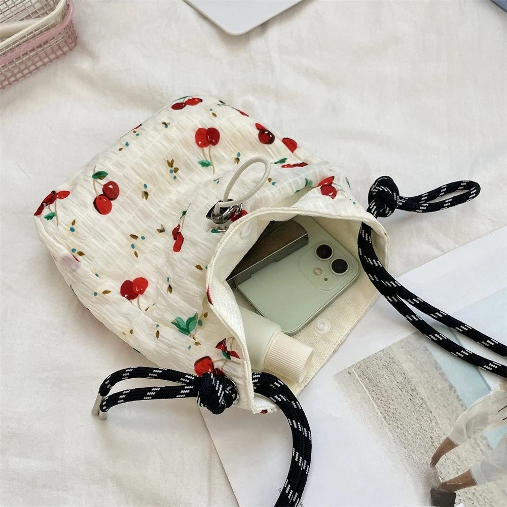Women Handbags Female Drawstring Shoulder Bags Cute Mini Large Capacity Crossbody Bags for Women Portable Phone Purse