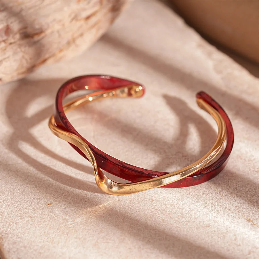 White Acrylic Bracelets Board Bend Metal Bangles Womens Hand Bracelets Geometric C- shaped Opening Bracelets Jewelry Gifts K