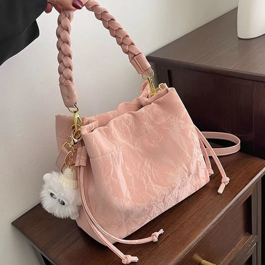 Women Tote Bags Sophisticated Medium Bucket Bag Pu Women'S Bucket Bag Stylish Crossbody Handbag For Short Travel Daily Commuting