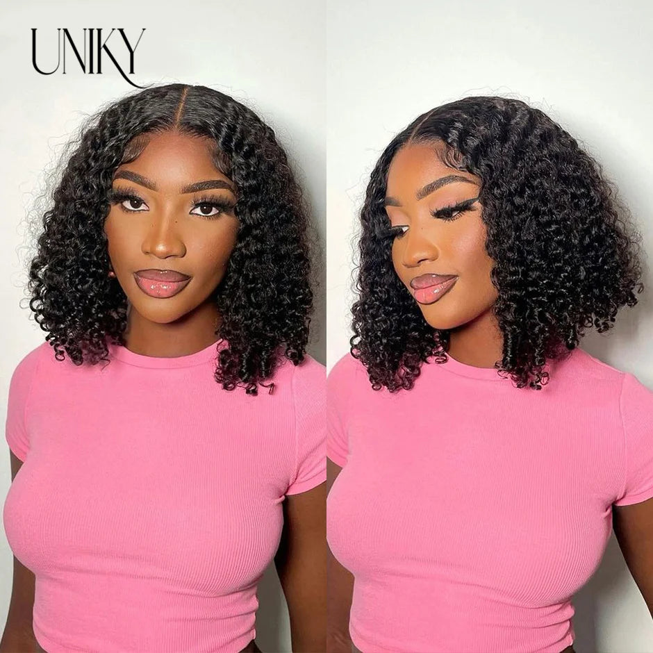 Short Curly Human Hair Bob Wig Curly Lace Front Human Hair Wigs ForWomen PrePlucked Brazilian Glueless 13x4 Lace Wig Unikyhair