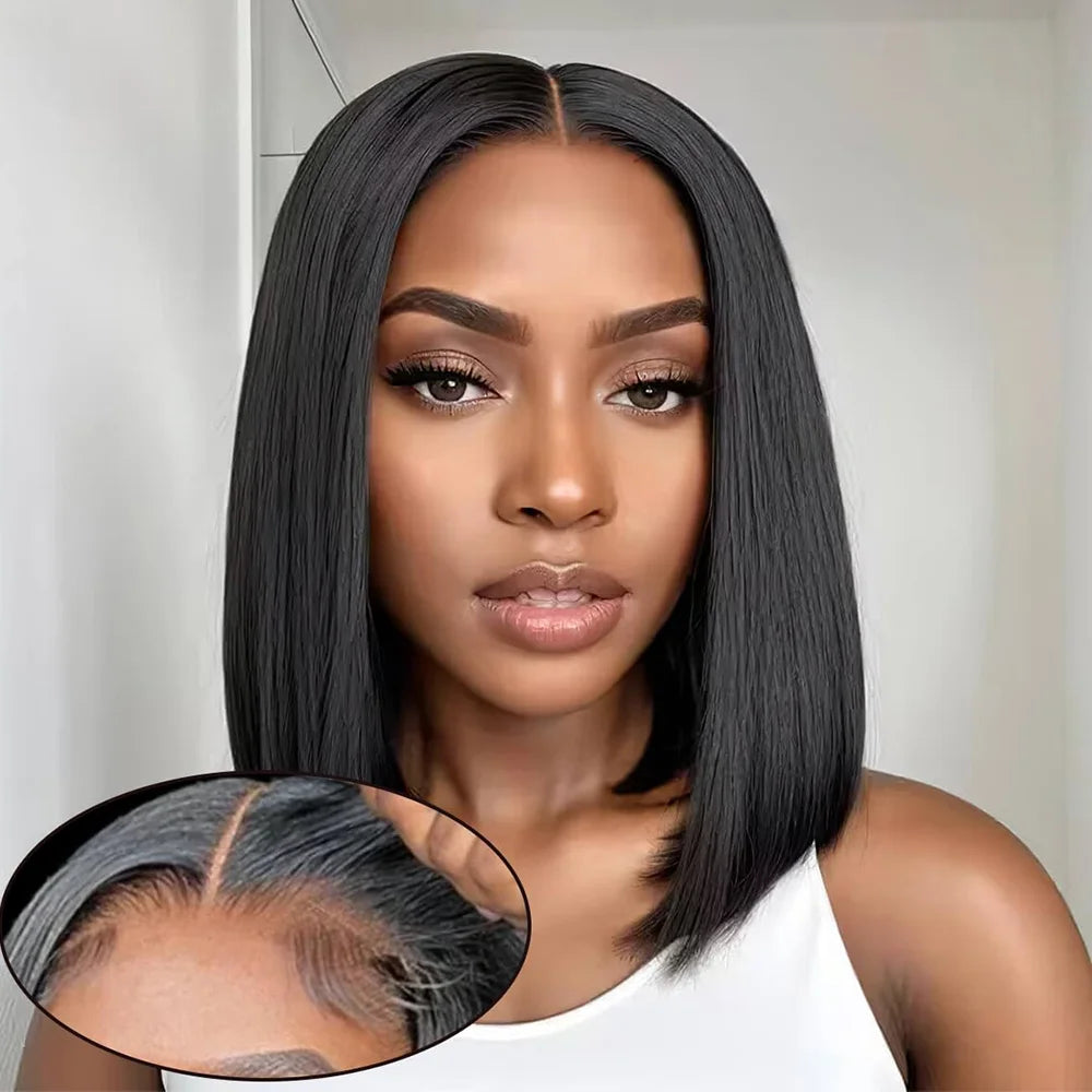 Wear and Go Glueless Wig Bob Human Hair Straight Short Bob Wig Human Hair Gluleless Wigs For Beginner Lace Closure Wig For Women