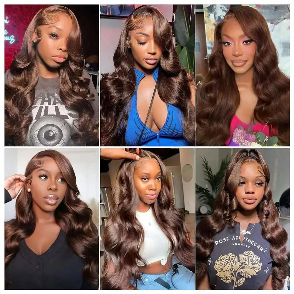 30 40 Inch Chocolate Brown Body Wave Human Hair Wigs 13X4 HD Lace Frontal WIgs For Women Colored Wet And Wavy Lace Front Wig