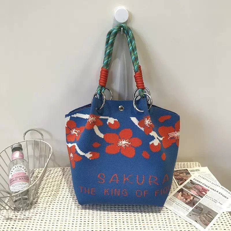 Women's Knitted Handbag Tote Bag - Fashion Water Bucket Purse for Work, Travel, Shopping