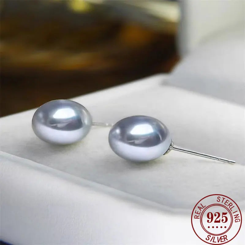 SOMILIA Fashion 925 Sterling Silver Higt Quality Pearl Stud Earrings Gold Ball Earrings For Women Silver Jewelry Pierced 4-14MM