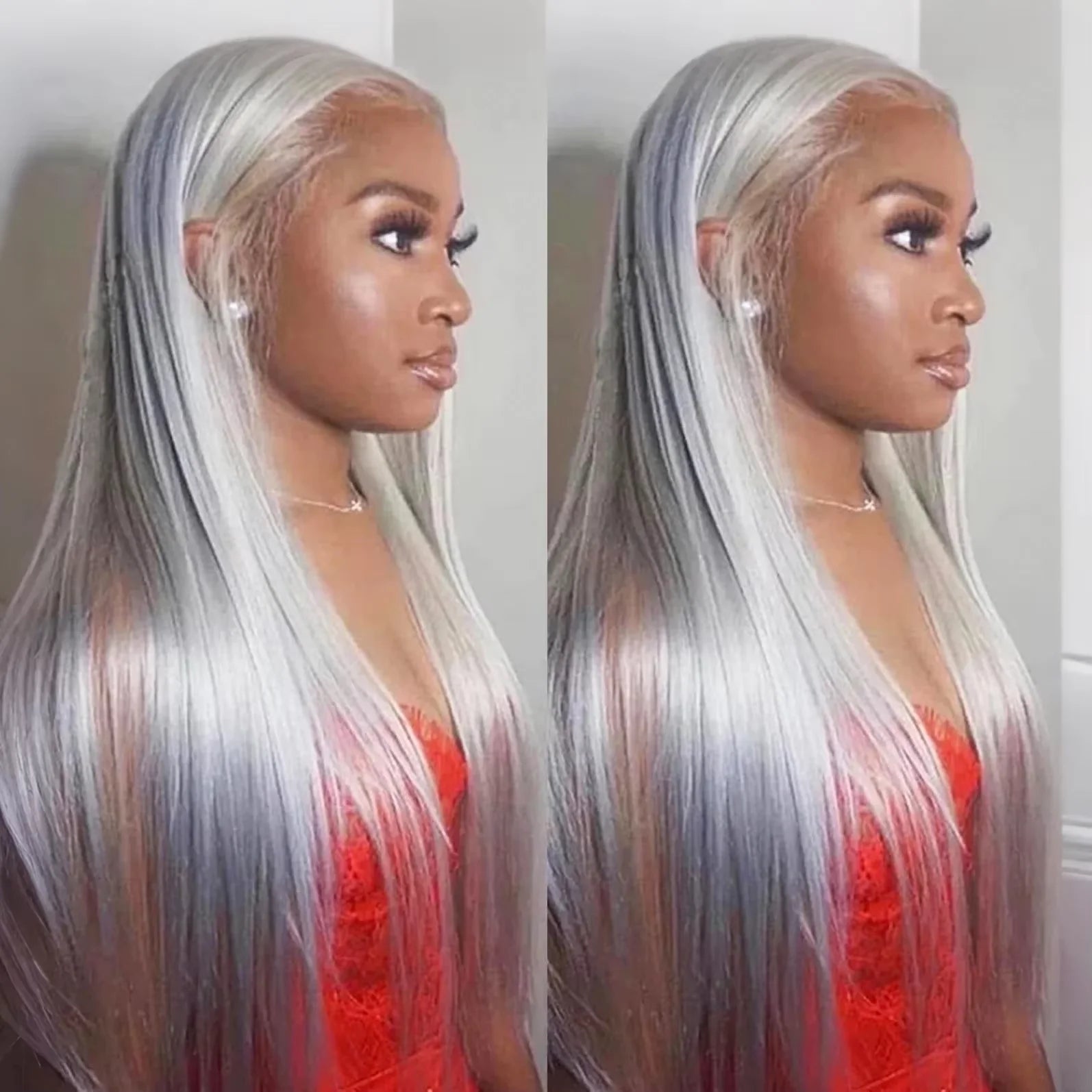 40 Inch 13x6 HD Silver Grey Colored Straight Lace Front Wigs Human Hair Brazilian 13x4 Lace Frontal Wigs For Women 220% Density