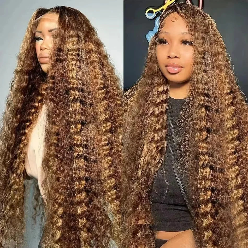 Highlight Curly Wigs 13x6 Lace Front Human Hair Wig Honey Blonde Deep Wave 13x4 Hd Lace Wigs 4x4 Remy Human Hair Wigs For Women