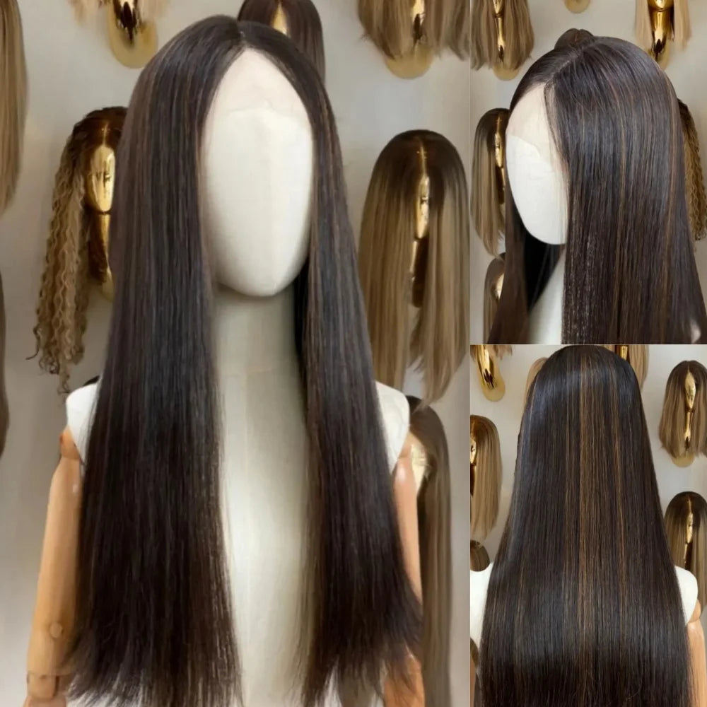 40 Inch Yellow Wigs Long Straight Lace Front Synthetic Wigs Pre Plucked Natural Hairline Glueless Wigs for Fashion Women Cosplay