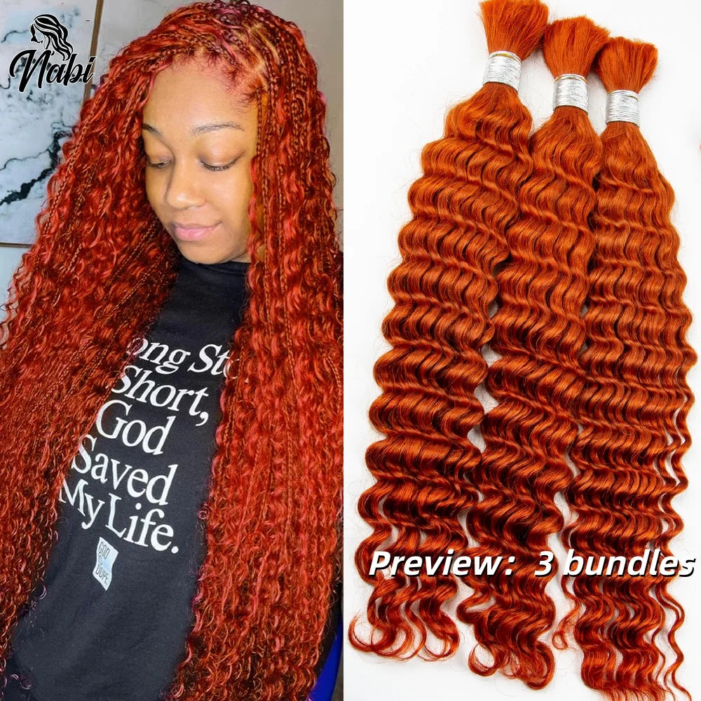Nabi Boho Braiding Hair Bulk Deep Wave Hair Bundles Extentions No Weft Bulk Hair Bundles for Boho Braiding