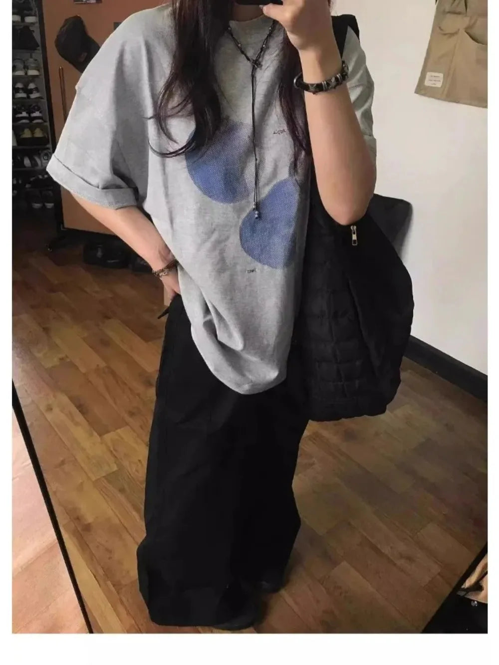 Women's T-shirt Blue Fruit Printed Tee for Women Retro Summer Fashion Trend Comfy Top Casual Loose O-neck Short Sleeve Top Tee