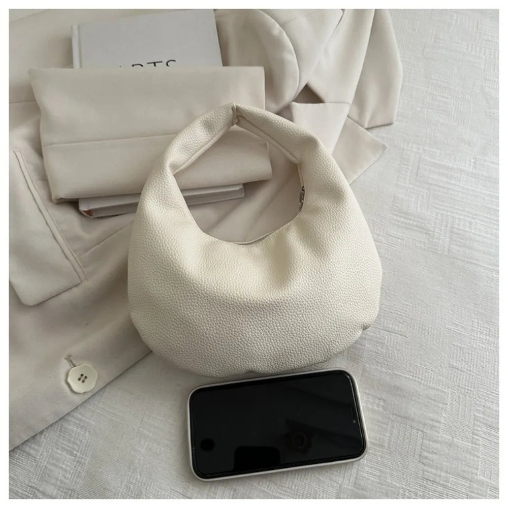 Fashion Solid Color Clutch Bags Pu Leather Small Tote Bag Commute Women Handbags Party