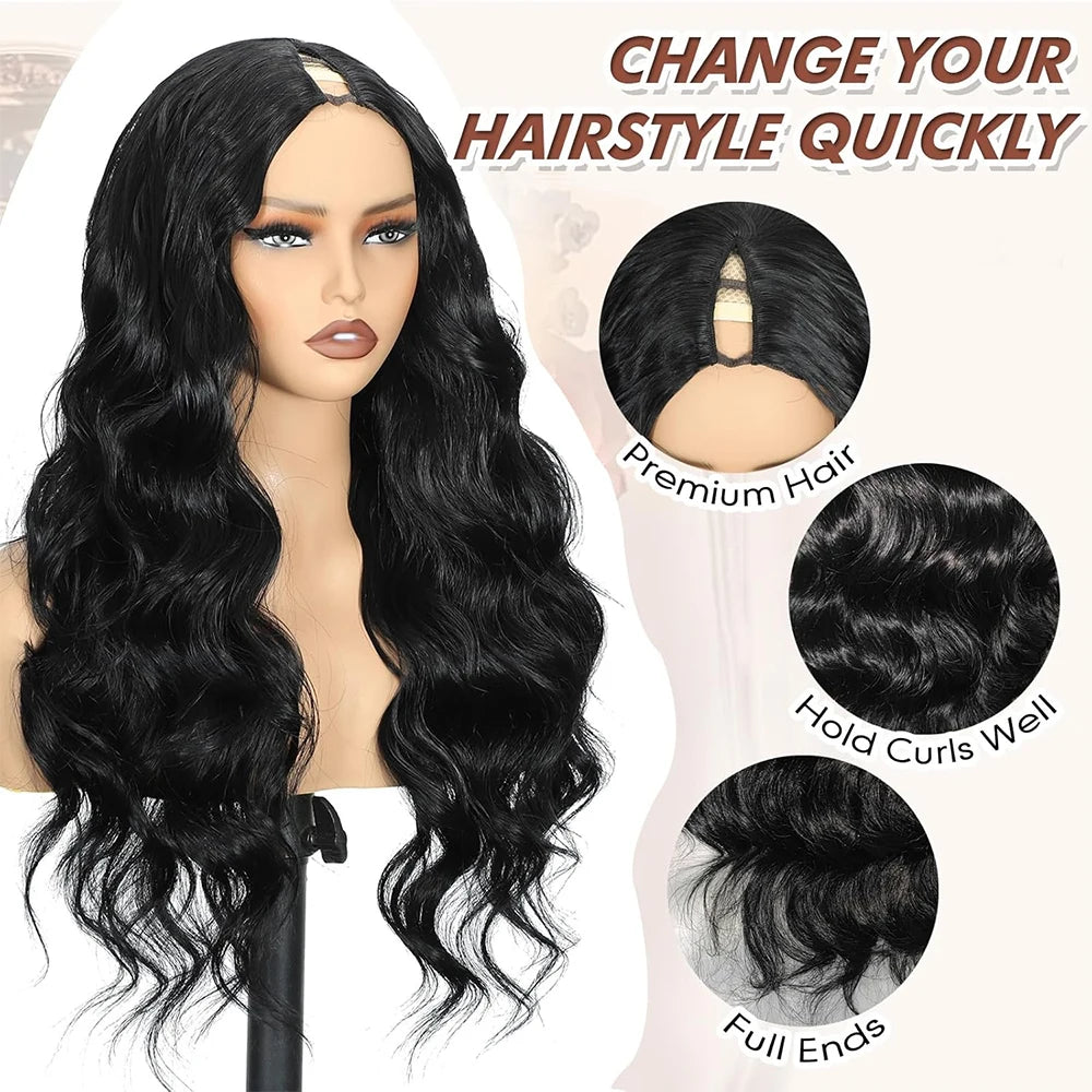 V Part Wigs Human Hair Body Wave 100% Human Hair Wigs No Leave Out No Sew-In Machine Made Deep Wave Beginner Friendly