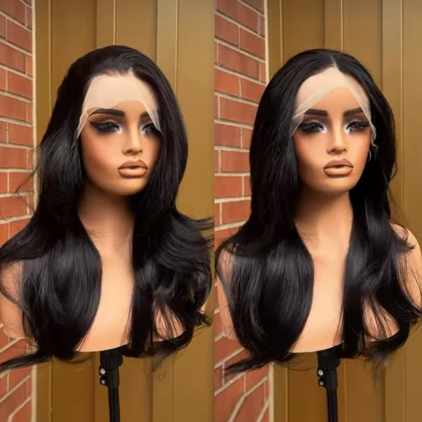 Black Lace Front Wig Long Natural Wave Synthetic Hair 13x4 Frontal Lace Wigs for Women Natural Hairline Daily Wear Cosplay