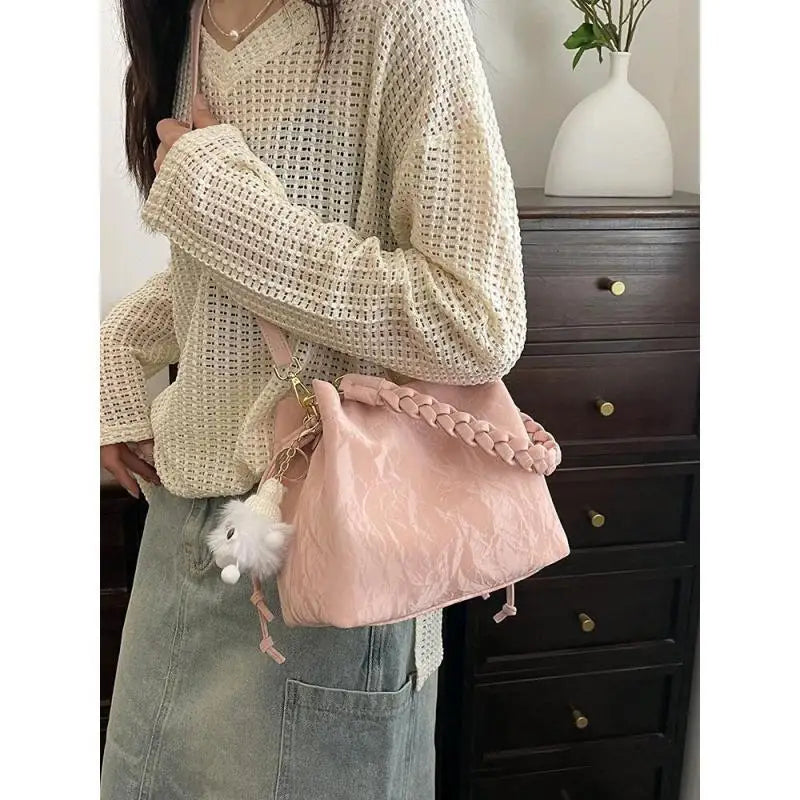 Women Tote Bags Sophisticated Medium Bucket Bag Pu Women'S Bucket Bag Stylish Crossbody Handbag For Short Travel Daily Commuting