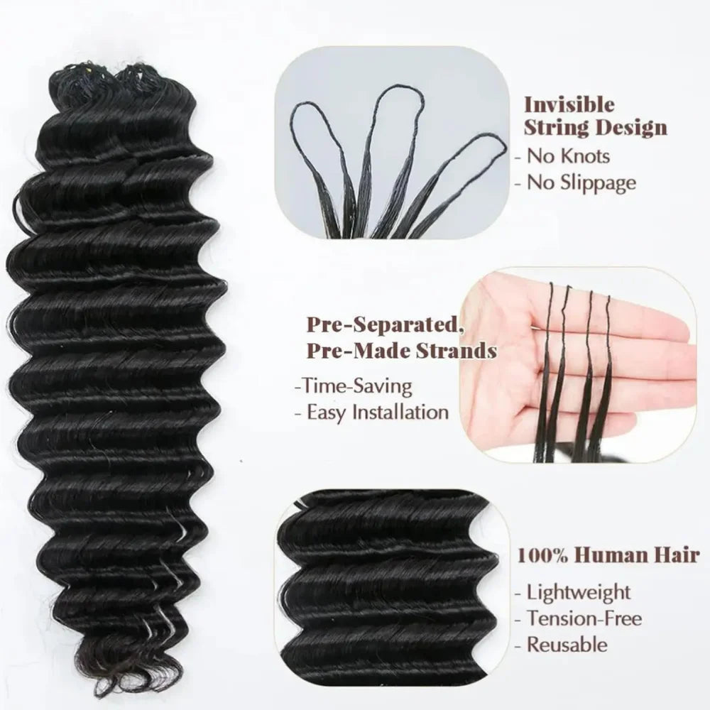 Deep Wave Feather Crochet Hair Deep Wave Human Hair Bundles Raw Hair 100% Human Hair Brazilian Hair Bundle Weaving Extensions