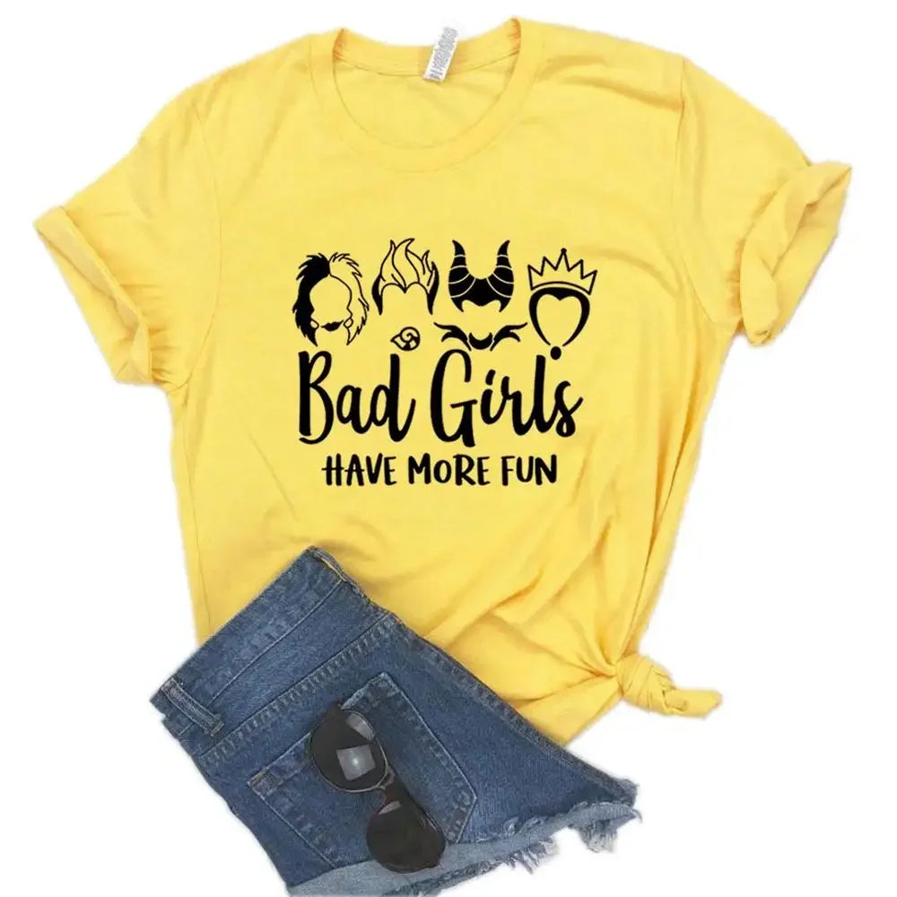 Women T Shirt Bad Girls Have More Fun Print Tshirt Women Short Sleeve O Neck Loose T-shirt Ladies Summer Causal Tee Shirt Tops