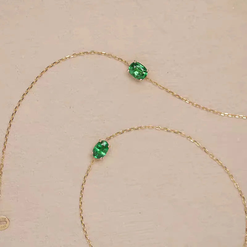 Genuine 100% 925 Sterling Silver Simple Luxurious Geometric Green Zircon Bracelet & Bangles for Women Silver Jewelry