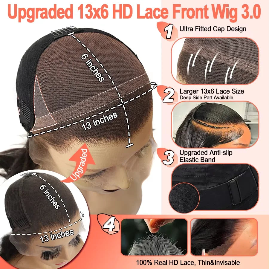 250% Curly Baby Hair Wigs Kinky Curly 13x6 HD Lace Frontal Wig Human Hair Wigs For Women Pre Plucked Water Wave Brazilian Remy