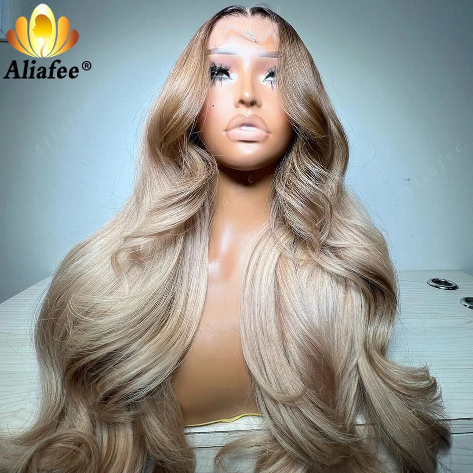 Body Wave HD 13x6 Ombre Blonde With Root Color Lace Front Wigs Human Hair Ash Blonde Lace Frontal Wig for Women 5x5 Closure Wig