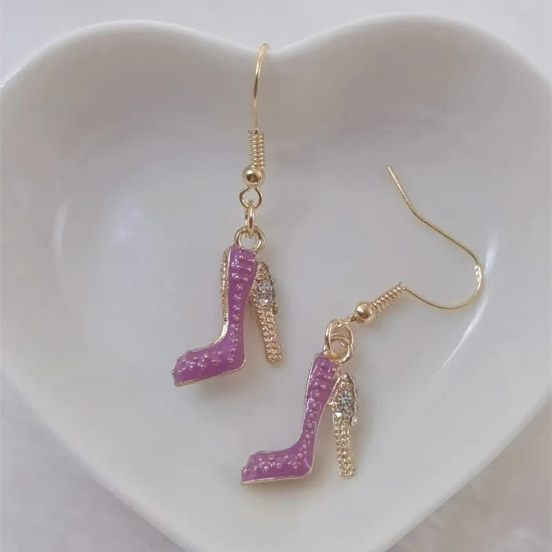 New Fashion Cute Enamel High Heels Women Earrings Wholesale High Quality