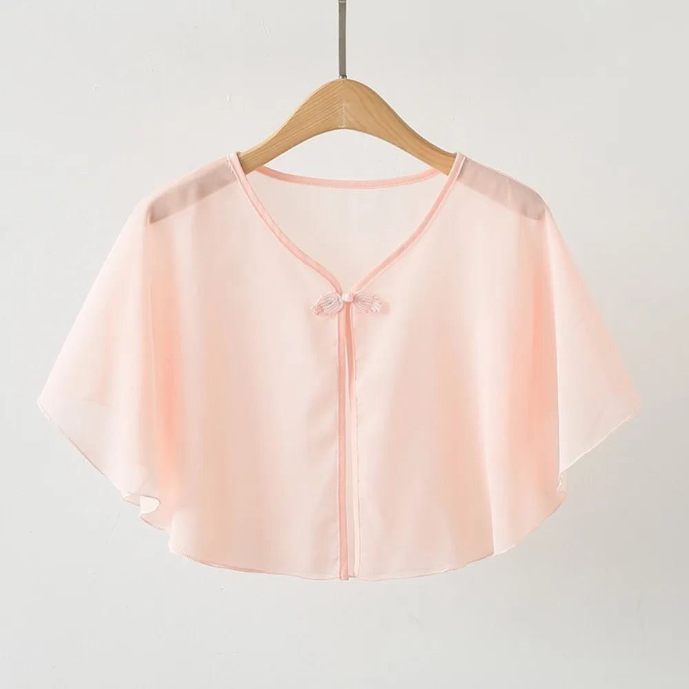 Cloak Multicolor Chiffon Shawl Breathable Short Tulle Shawl Women Tops Women