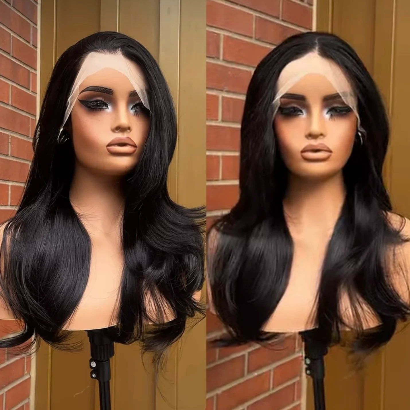 Black Lace Front Wig Long Natural Wave Synthetic Hair 13x4 Frontal Lace Wigs for Women Natural Hairline Daily Wear Cosplay