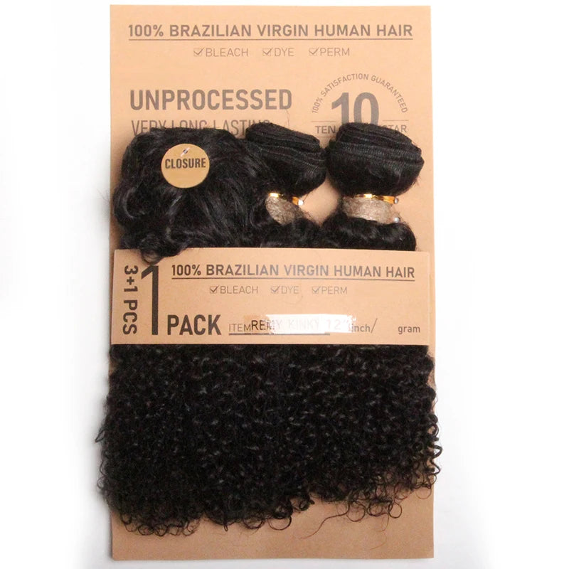 Deep Wave Body Wave Straight Human Hair Bundles With Closure Indian Hair Weave 3 Bundles With Machine Made Closure