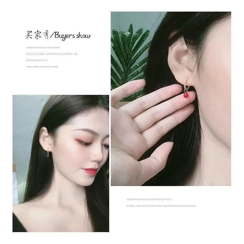 New original design drop-shaped cut face craft earrings retro exquisite light luxury noble charm women silver jewelry