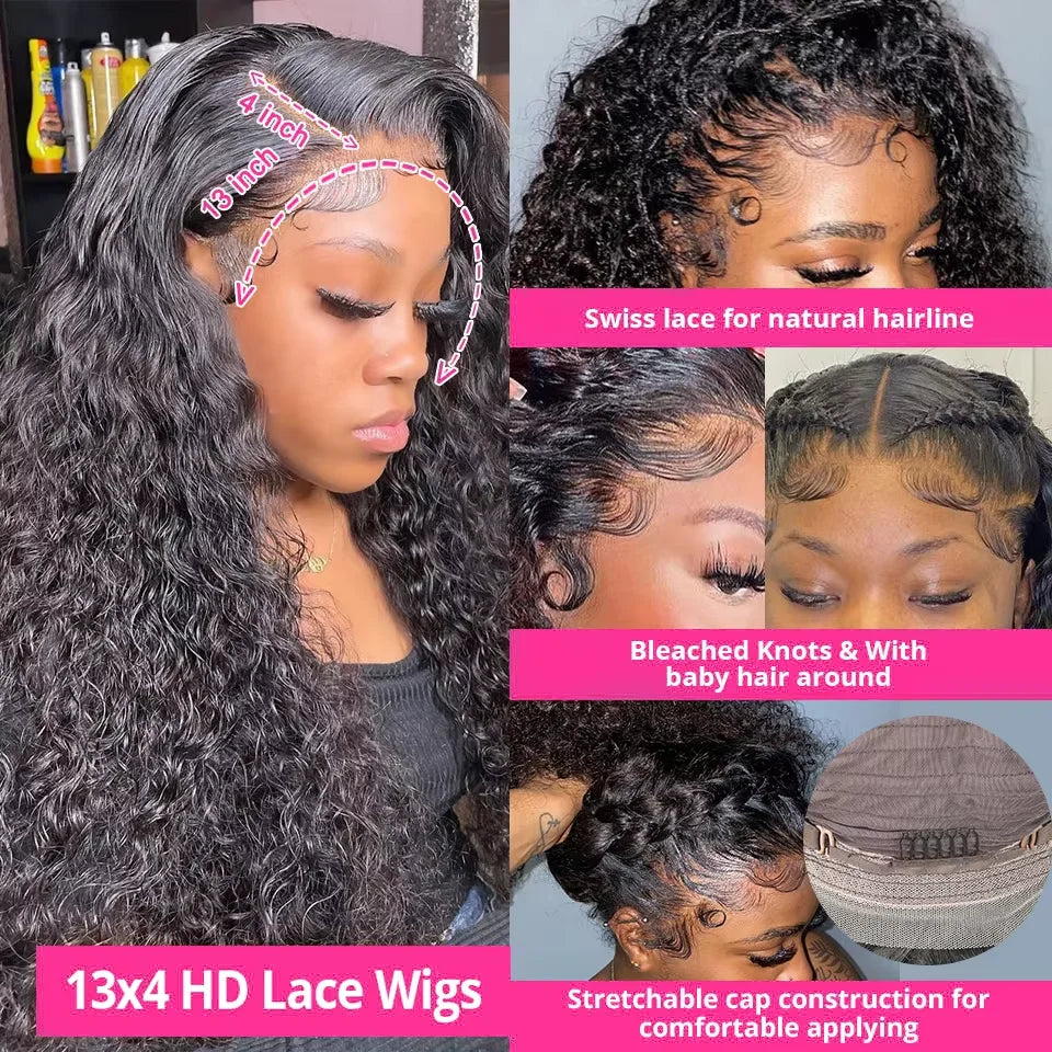 300% Burmese Curly Wigs 13x6 HD Lace Front Human Hair Wigs No Glue Wear Go Preplucked Deep Wave Lace Frontal Wig 100% Human Hair