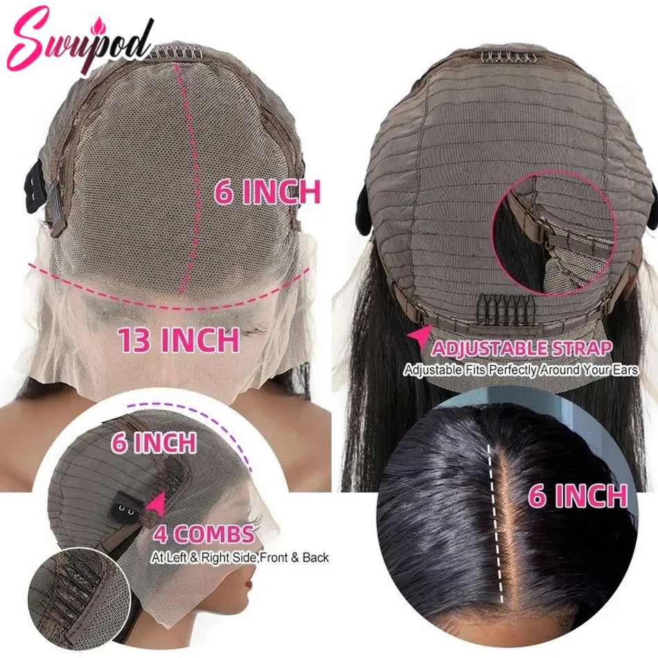 200 Density 13x4 13x6 Hd Lace Frontal Human Hair Wigs Straight 360 Lace Frontal Wig Preplucked 4x4 Closure Lace Wig Remy Hair