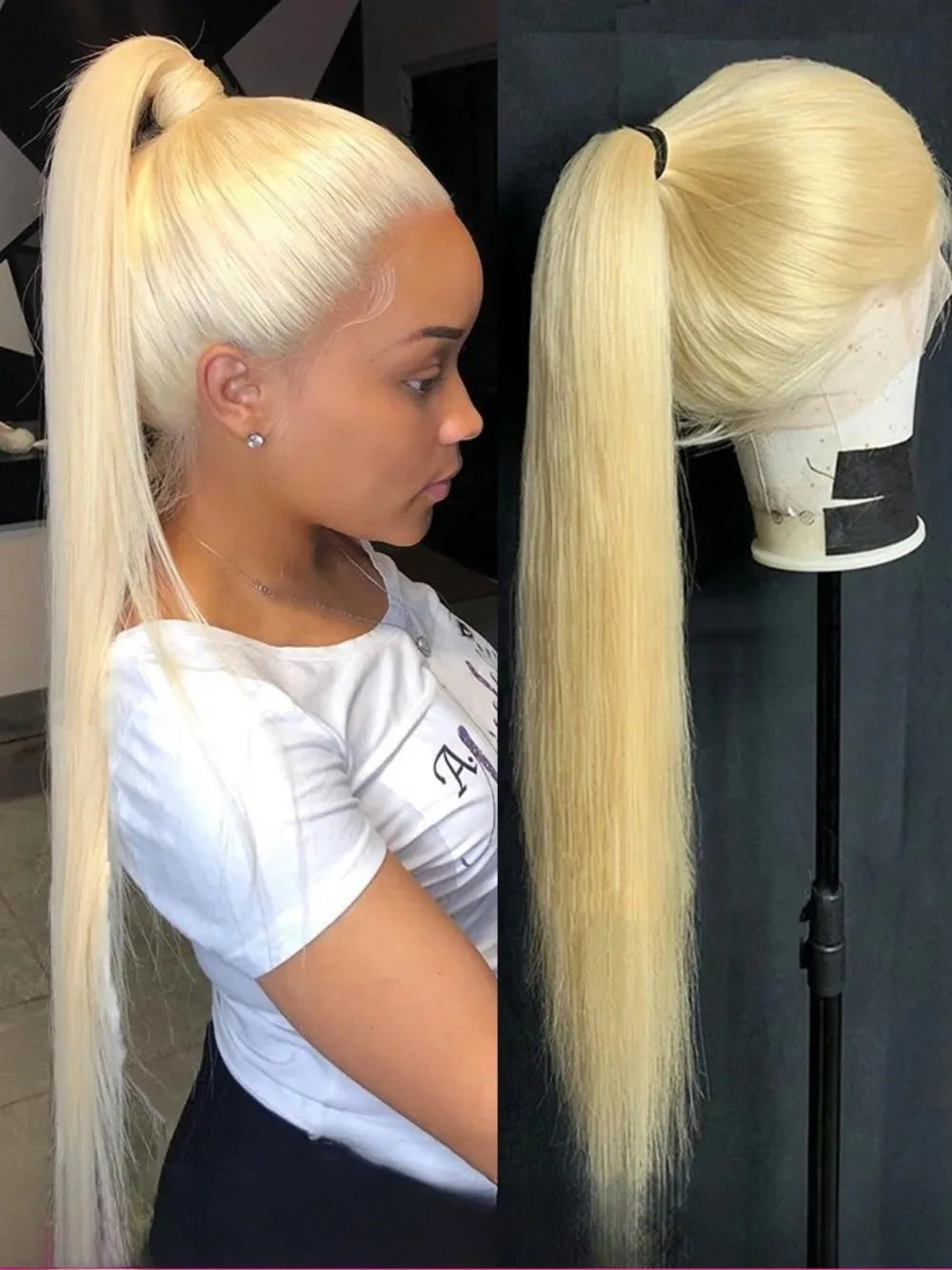 40 Inch Yellow Wigs Long Straight Lace Front Synthetic Wigs Pre Plucked Natural Hairline Glueless Wigs for Fashion Women Cosplay