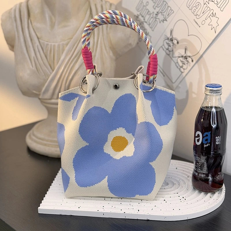 Women's Knitted Handbag Tote Bag - Fashion Water Bucket Purse for Work, Travel, Shopping