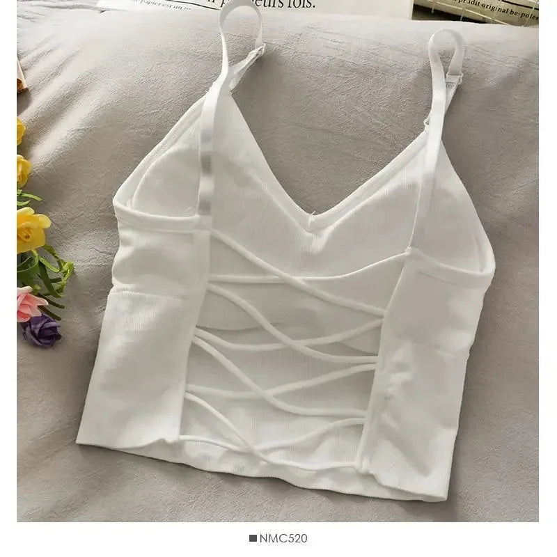 Womens Tops Sexy Tank Top Women Built in Bra Solid Color Camis for Women Crop Top Off Shoulder Sleeveless Camisole