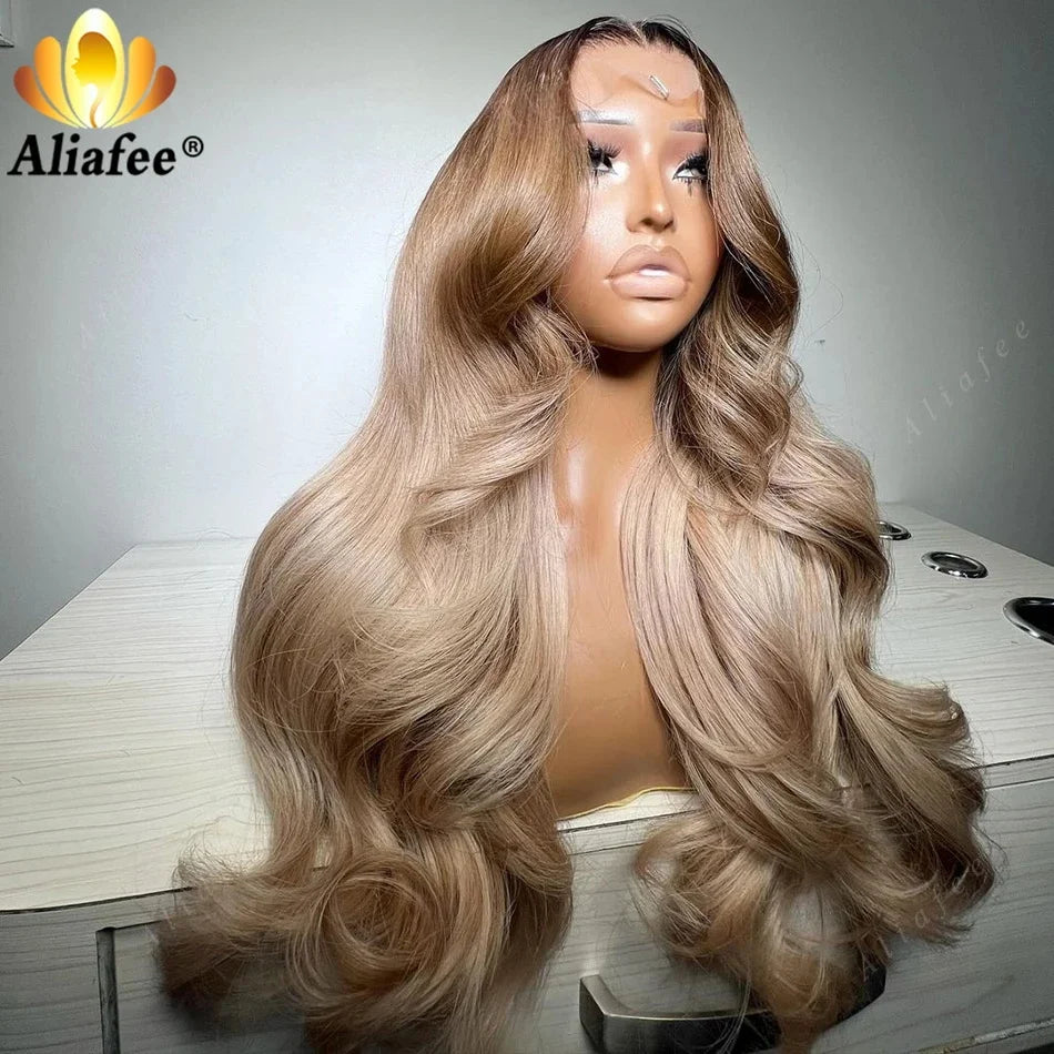 Body Wave HD 13x6 Ombre Blonde With Root Color Lace Front Wigs Human Hair Ash Blonde Lace Frontal Wig for Women 5x5 Closure Wig